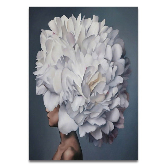 Floral Feather Woman Abstract Canvas Painting - Classy & Unique