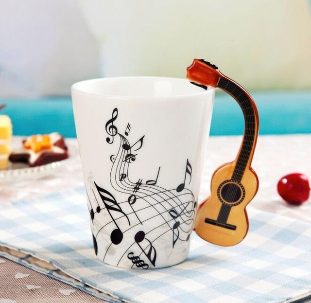 Music Violin Style Guitar Ceramic Mug - Classy & Unique
