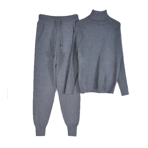 Women's Sweater and Elastic Trousers Suits Knitted    Two Piece Set - Classy & Unique